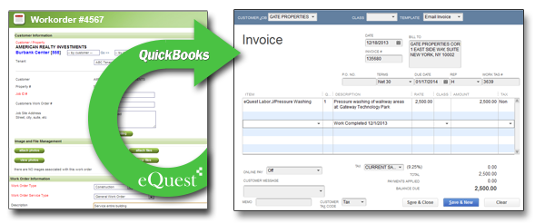 Jantorial work order invoice to quickbook integration. eQuest
